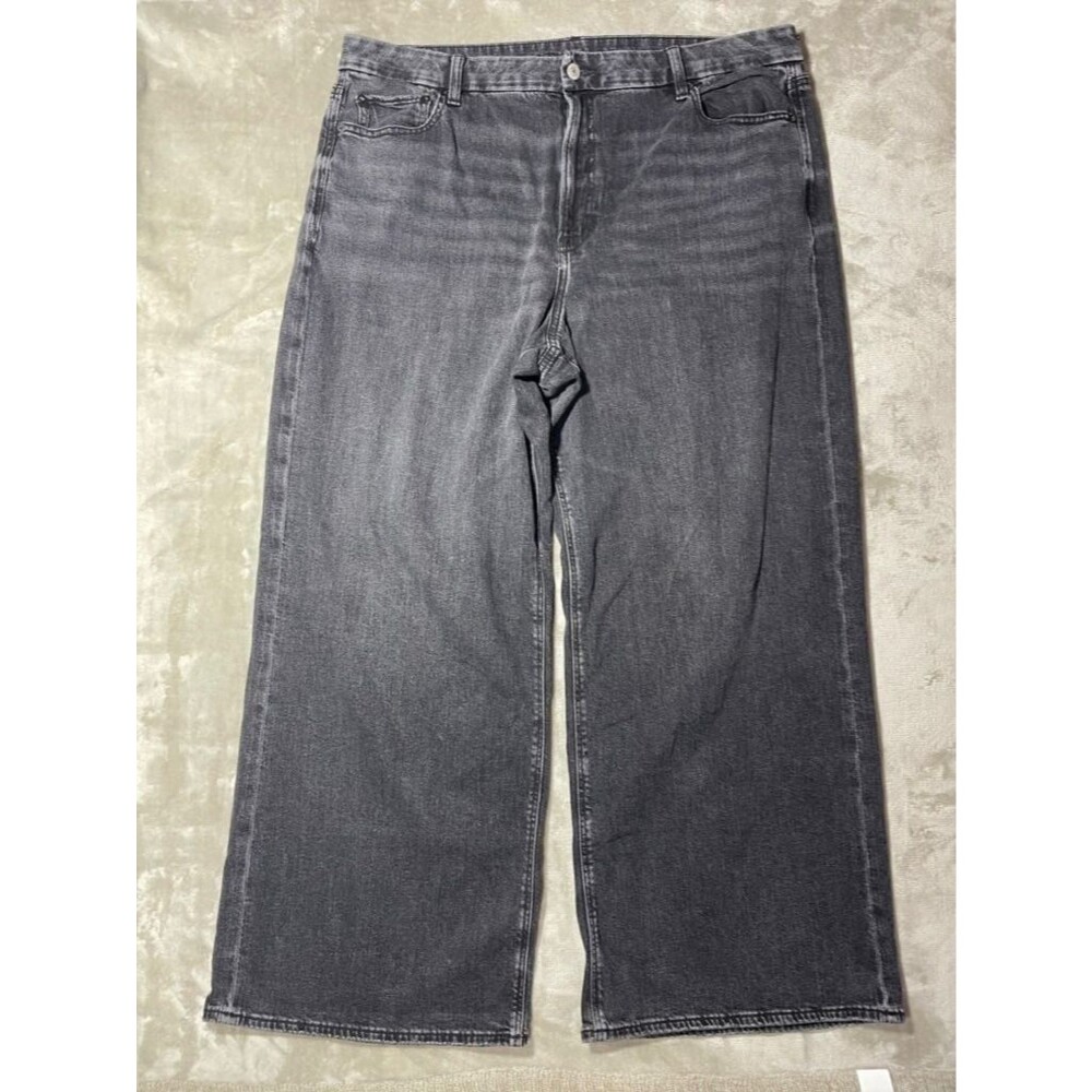 American Eagle Baggy Wide Leg Jeans Women Size 20 Black Curvy Super High Rise - Picture 10 of 15